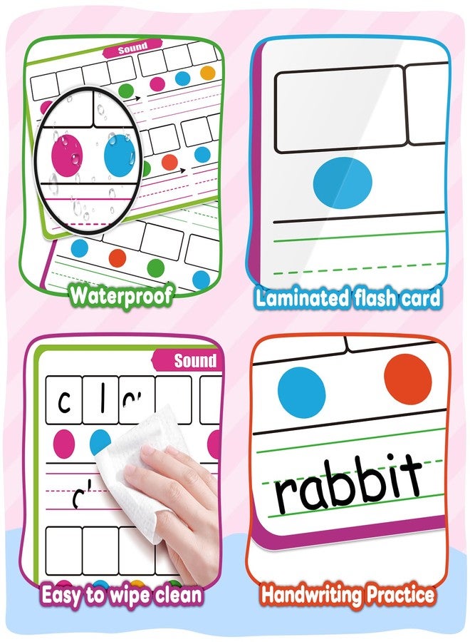 PraxiKidy 12 Pack Phonemic Awareness Dry Erase Card,9" x 12" Sound Syllable Speech Therapy Phonics Flashcard,Preschool Kindergarten Classroom Teacher Homeschool Supplies Science Reading Manipulative - Image 5